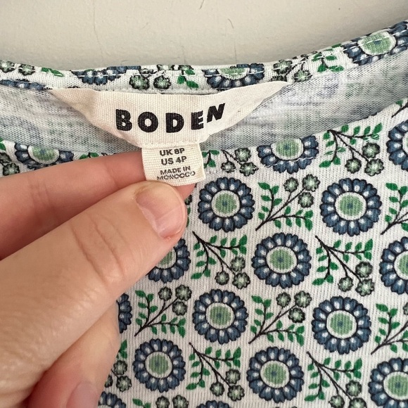 BODEN Women’s Navy Blue and Green Floral Printed Zoe Cotton Mini Dress, 4P - Picture 6 of 9